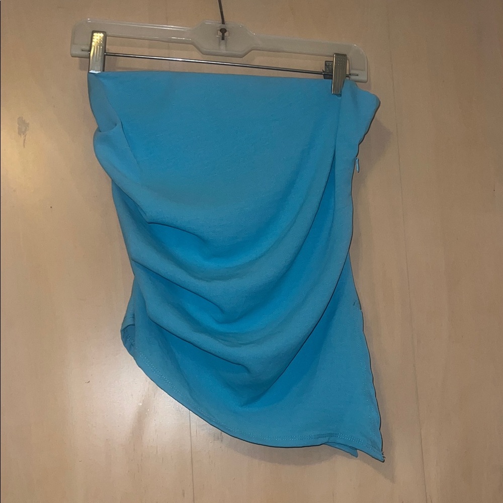 Fashion Nova Bright Blue Draped Mini Skirt